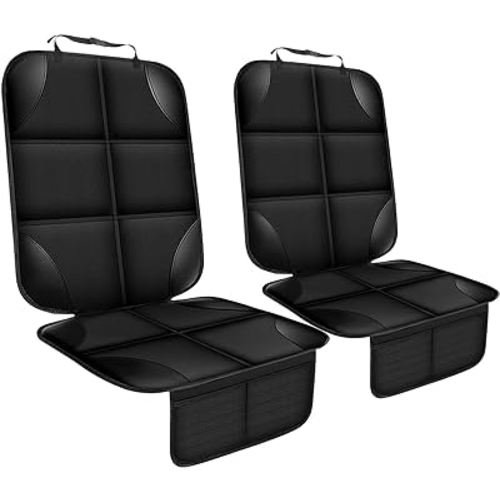 Car Seat Protector, Non-Slip Rubber Padded Backing Seat Protector for Child Seats, Waterproof Thickest Padding Car Seat Protector Under Baby Seat - No Imprint (Black-Thicker)