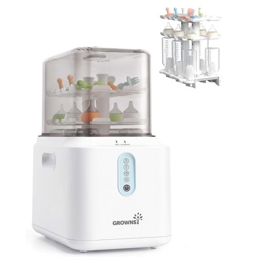 Grownsy 3 Layers Large Capacity Bottle/Breast Pump Parts Sterilizer & Dryer, Electric Steam Sterilization, Universal Bottle Sterilizer
