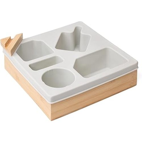 Couch Caddy, Bamboo Couch Cup Holder with Removable Silicone Top – Sturdy Sofa Arm Tray for Drinks, Snacks & Remotes – Washable, Spill-Proof Couch Caddy for Living Room