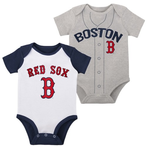18 Months: Boston Red Sox Infant Two-Pack Little Slugger Bodysuit Set - White/Heather Gray