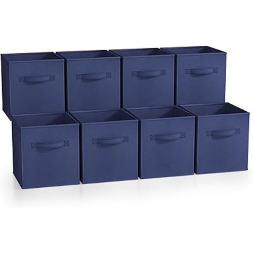 Sorbus Fabric Storage Cubes - 8 Foldable Storage Bins for Organizing Pantry, Cubbies, Toy Box - Clothes Storage & Closet Organizer - 11 Inch Collapsible Cube Baskets for Shelves with Handle