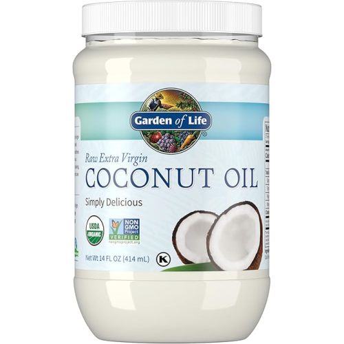 Garden of Life Organic Extra Virgin Coconut Oil - Unrefined Cold Pressed Plant Based Oil for Hair, Skin & Cooking, 14 Fl Oz