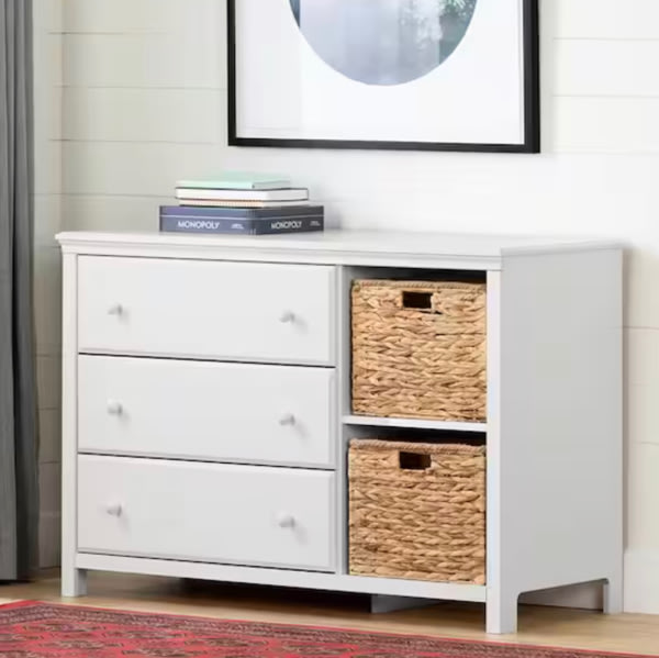 South Shore Cotton Candy 3-Drawer Dresser, Pure White