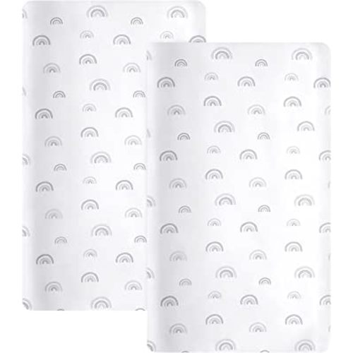 Rainbow Changing Pad Cover 2 Pack Diaper Changing Table Pad Covers 32”x17”x5.5” for Standard Baby Changing Pads Universal Microfiber Soft Cradle Sheets for Baby Boys Girls, Gray Rainbow