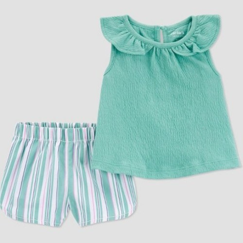 Carter's Just One You® Baby Girls' Striped Top & Bottom Set - Green, Size: 12M