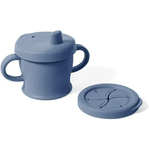 haakaa Silicone Sip-N-Snack Cup, 9 Ounce (Blue)