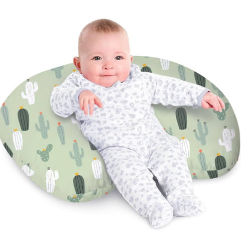 Little Grape Land Nursing Pillow for Infants, Breastfeeding Pillows, Baby Support Pillow for Nursing, Bottle Feeding, Tummy Time with Machine Washable Cover & Breathable Filling (Blossom Cactus)