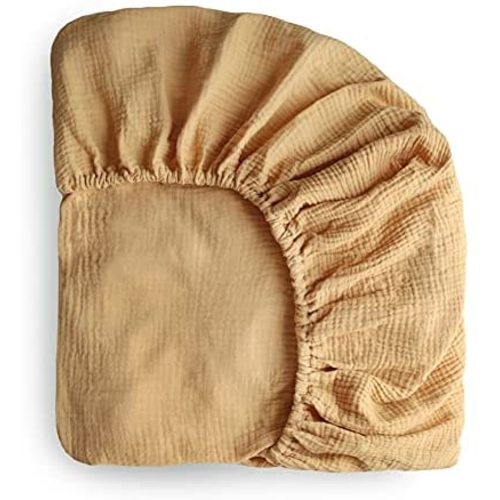 mushie Extra Soft Muslin Fitted Crib Sheet | 28"x 52" (Fall Yellow)
