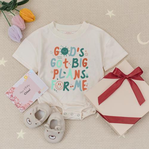 Gods Got Big Plans For Me Baby Romper, Christian Kids Babysuit, Religious Gift for Boy, Grandson Gift Birthday Boy, Cute Little Boy Retro