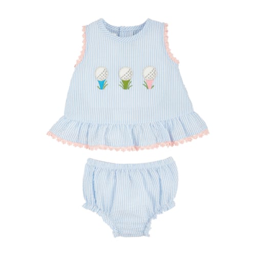 Seersucker Golf Baby Pinafore