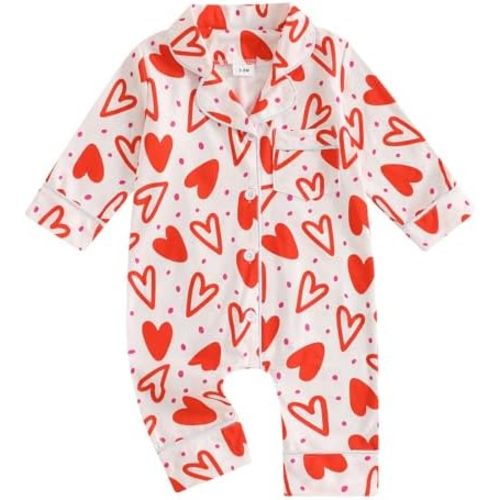 Balaflyie Baby Girl Button Down Pajamas Romper One-Piece Jumpsuit Long Sleeve Sleeper Infant Sleepwear