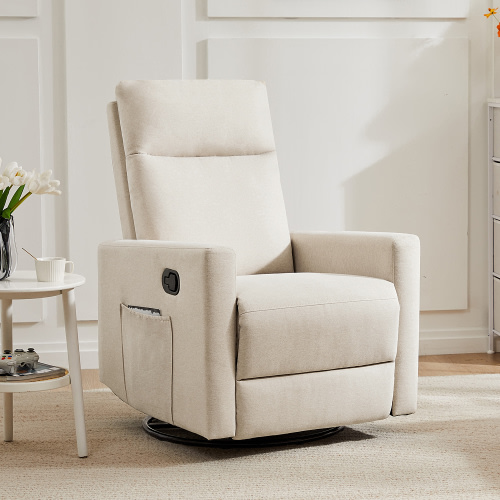 Luxurious Rocking Chair Nursery, Swivel Rocker Recliner for Comfort in Your Nursery, Living Room, and Bedroom, Beige