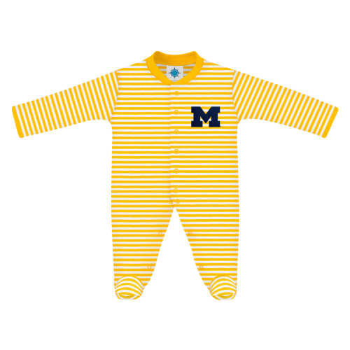 Michigan Wolverines Striped Footed Romper | College Baby