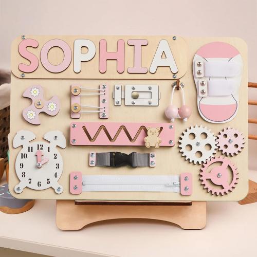 Personalized Busy Board, Custom Wooden Name Puzzle Busy Board 1 Year Old Baby Gift Baby Shower, Montessori Wooden Puzzle, 1st Birthday Gift