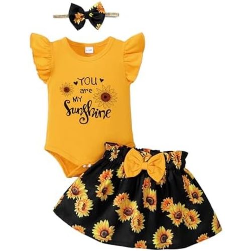 SUNNY PIGGY Baby Girl Clothes Newborn Dress Infant Romper Sleeveless Summer Outfit Cute Toddler Clothing Skirt Set