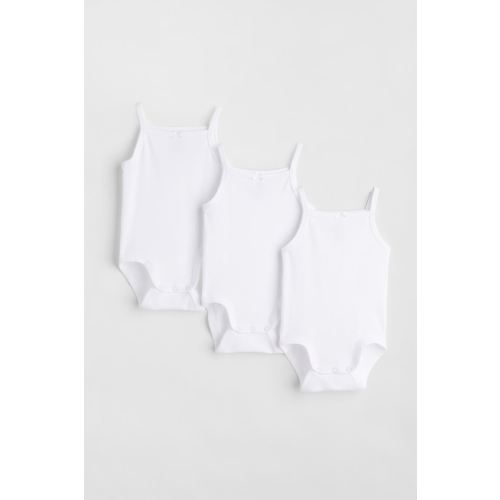 3-pack Cotton Bodysuits, White