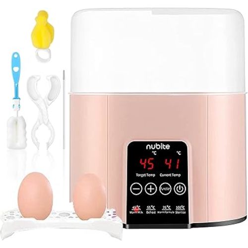 Baby Bottle Warmer, Fast Milk Warmer for Breastmilk Formula, Baby Food Steamer, Fits 2 Bottles, Accurate Temperature Control, with Defrost, Steam Water Boiler, Heat Baby Food Jars Function