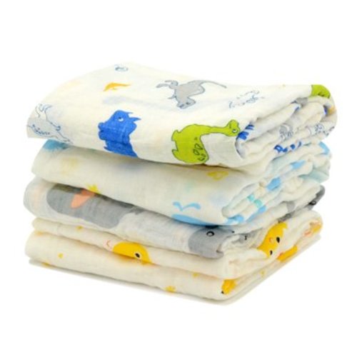 Derstuewe Muslin Swaddle Blankets for Baby Girls and Boys, Newborn Receiving Blanket for Swaddling, 100% Cotton Baby Swaddle Wrap, 4 Pack Animals