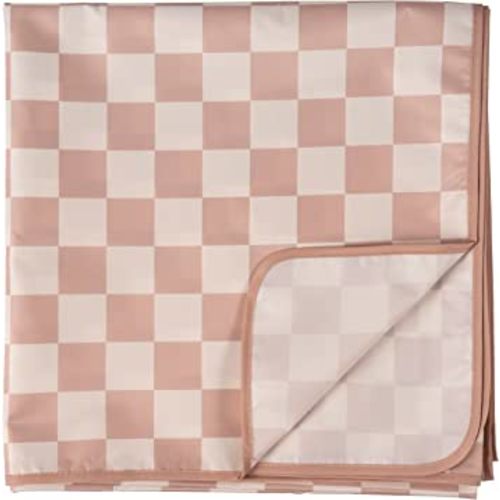 Tiny Twinkle Mess-Proof Splat Mats for Under high Chairs or Table Cover Art Projects for Baby and Toddler - Waterproof, Washable Floor or Table Splash mat 51" x 51" (Brown Checkers)