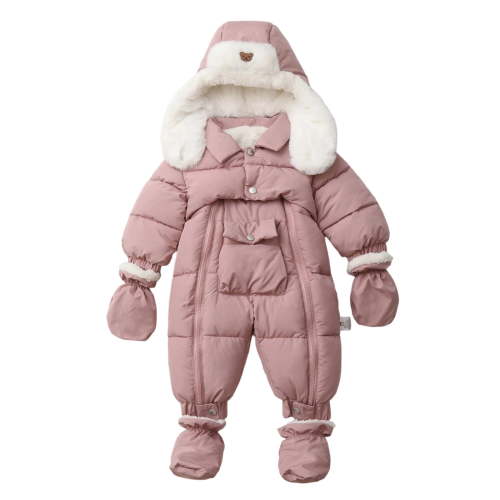 Shadoumai Baby Girls Winter Lined Bodysuit Warm Soft Romper Cozy Outfit For Toddler 0-24 Months