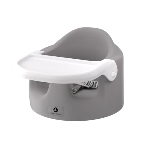 GiggleGlow Baby Floor Seat with Removable Tray – Portable Feeding & Activity Booster Seat for Infants, Ideal for Sitting, Mealtime Support, and Playtime, Gray