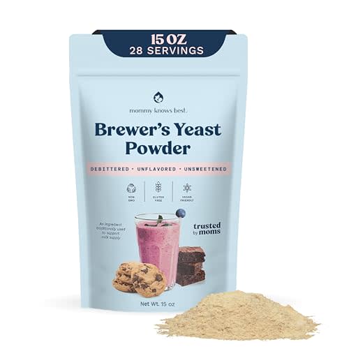 Brewer's Yeast Powder for Lactation Support for Breastfeeding | Mild-Tasting, Debittered, Delicious in Lactation Cookies, Smoothies, Lactation Recipes, Gluten-Free by Mommy Knows Best, 15 oz