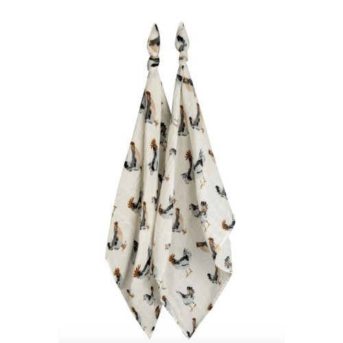 Chicken Organic Muslin Burp Cloths | Milkbarn Kids® | Baby Organicis