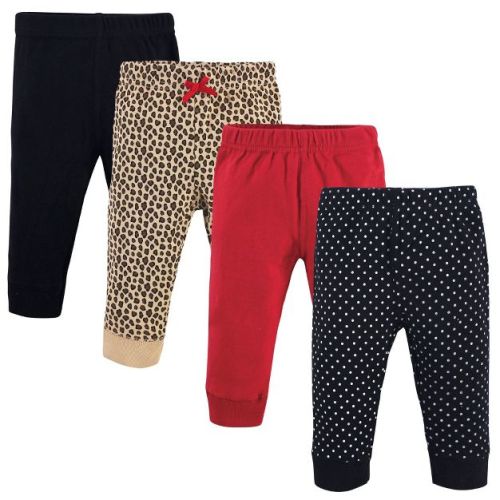 Hudson Baby Infant And Toddler Girl Cotton Pants 4pk, Basic Leopard, 3-6 Months