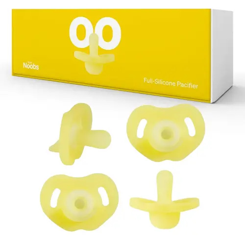 Full-Silicone Pacifier by LoveNoobs, 4 Pack, Pacifiers 0-6 Months, Baby Starter Kit, Newborn Silicone Dummy, Orthodontic, Teething Soothers, Newborn Gift