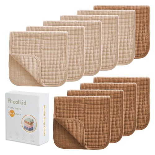 Muslin Burp Cloths Sets Newborn Baby Boy Essentials Must Haves 100% Cotton 10 Pack 22" X 10",6-Layer Baby Bibs & Burp Cloths for Baby Drool and Messes - Soft, Safe & Gentle for Boys & Girls Multi