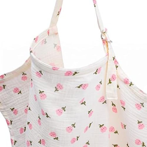 Muslin Nursing Covers Soft Breathable Baby Nursing Scarf with Arch Neckline Privacy Breast Feeding Breastfeeding Cover up NursingApron Stroller Covers for Breastfeeding Baby Mom