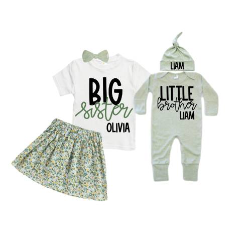 Big Sister/Little Brother Matching Sibling Set. Baby Shower Gift. Take Home Outfit. Matching Sibling Set