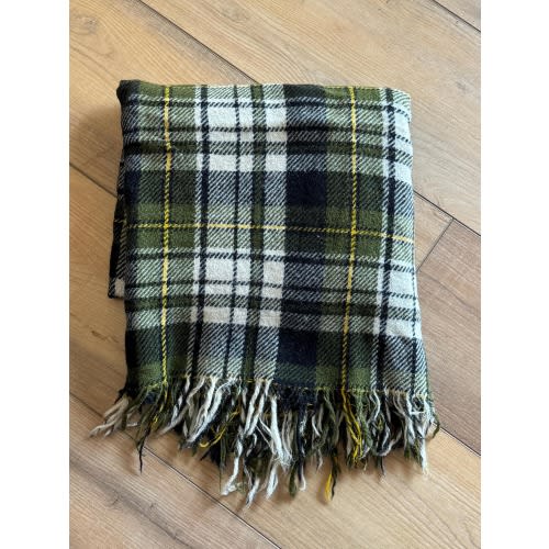 Vintage Plaid Blanket Green Farmhouse Home Decor Throw 50”