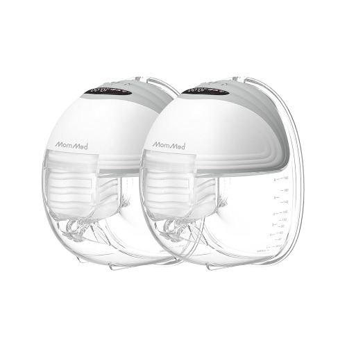 MomMed Wearable Breast Pump (Model S21) – Double Electric Hands-Free Breast Pump, Leak-Proof Design, 3 Modes (Stimulation, Expression, Auto) & 12 Vacuum Levels, Portable and Quiet, Gray, 2Pack