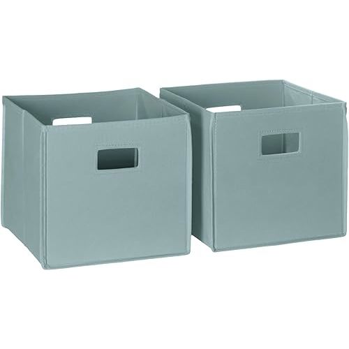 RiverRidge Kids 2pc Fabric Collapsible Storage Cube Organizers with Handles for Playroom Organization - Sea Green
