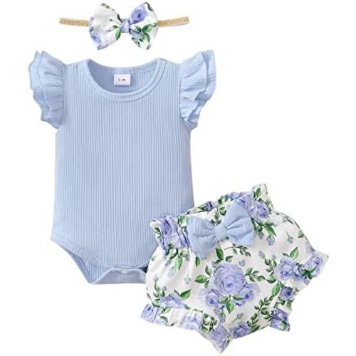 SUNNY PIGGY Baby Girl Clothes Infant Girl Outfit Newborn Girl Romper Summer Baby Girls’Clothing Short Set