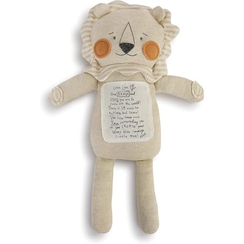 DEMDACO Brave Little Lion Tan Stripe 16 inch Polyester Plush Fabric Figure Toy