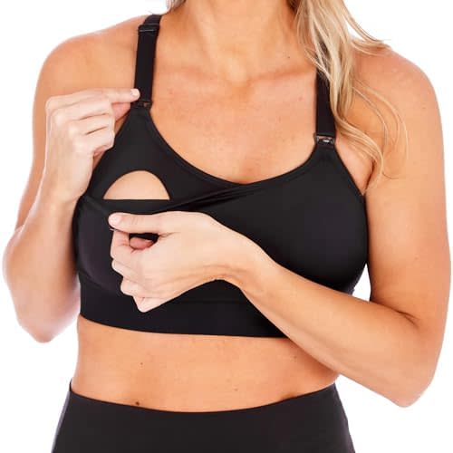 Love and Fit Strappy Back Nursing Sports Bra - On-The-Go Comfortable Breastfeeding Bra with Low-Mid Support, Thicker Band