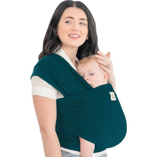 KeaBabies Baby Wrap Carrier - All in 1 Original Baby Carrier Newborn to Toddler Sling, Easy to Wear, Hands Free Bonding, Lightweight, Breathable Infant Wraps (Peacock Green)