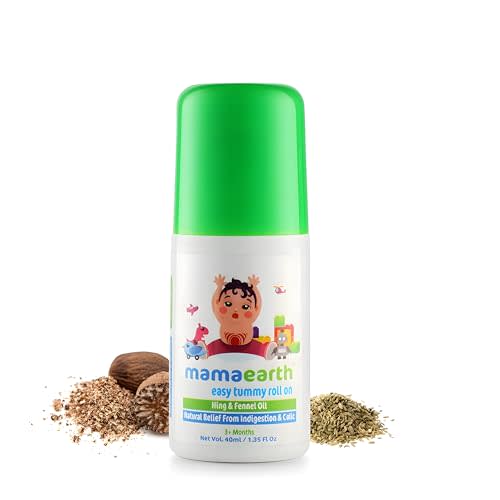 Mamaearth Easy Baby Tummy Roll On for Digestion & Colic Relief with Hing & Fennel | Natural Gas Relief Belly Rub for Delicate Skin of Babies | 40ml/1.35 Fl Oz