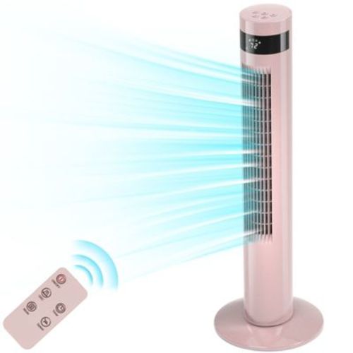 R.w.flame Tower Fan, 85° Oscillating Bladeless, 3 Speeds & Modes, Quiet Cooling & 12-hour Timer, Led Display – Portable Fan For Home & Office, Pink