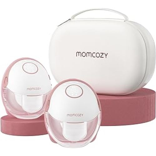Momcozy Breast Pump Hands Free Mobile Style | M6, Wearable Breastfeeding Pump Ideal Rhythm for More Milk, DoubleFit Flange More Fit & Discreet with 3 Modes & 9 Levels, 24mm - 2 Pack Cozy Red