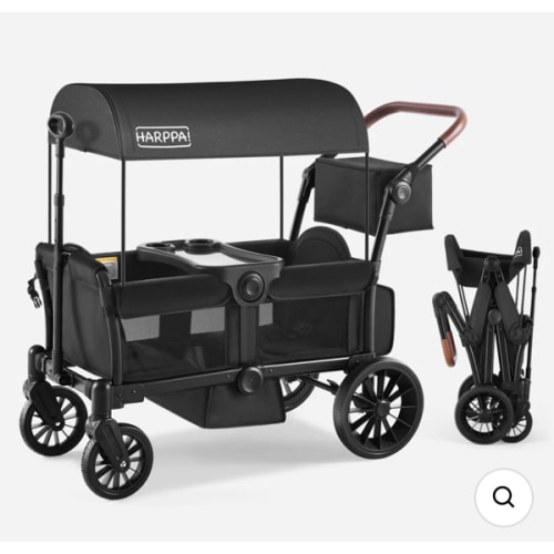 HARPPA | All-Terrain Wagon Stroller for 2 with Canopy – Foldable 2-Seat Wagon for Beach, Park & Camping Adventures
