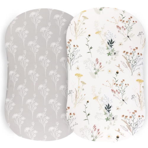 Amazon.com: Pobibaby - 2 Pack Premium Bassinet Sheets for Standard Bassinets - Ultra-Soft Jersey Knit, Stylish Floral Pattern, Safe and Snug for Baby (Wildflower) : Baby