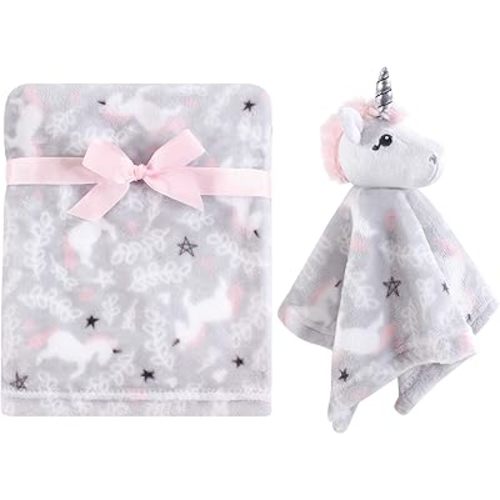 Hudson Baby Unisex Baby Plush Blanket with Security Blanket, Whimsical Unicorn, One Size