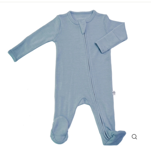 Footie Pajamas, Merino Wool, Blue