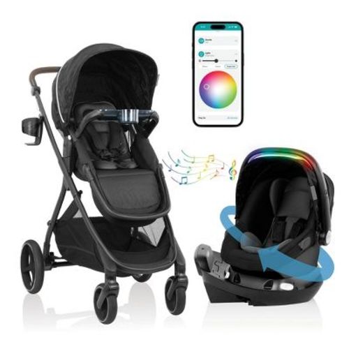 Evenflo Shyft Intuiti+ Travel System Featuring Revolve180 Litemax Nxt With Sensory Soothe - Travertine