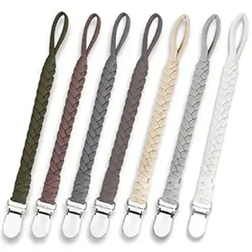 7 Pcs Braided Pacifier Clip, Pacifier Clips for Boys & Baby Girls, Pacifier Holder Clip Binky Clips