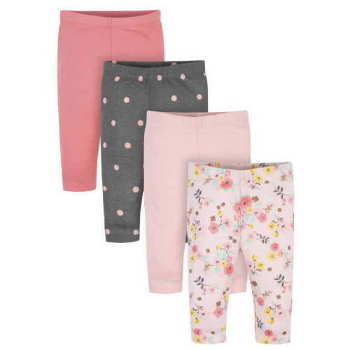 Gerber Baby Girl Pants, 4-Pack (Newborn-24 Months)