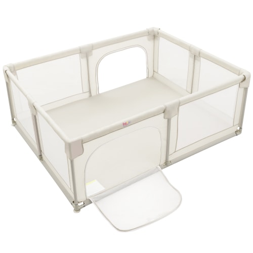 Babyjoy Baby Playpen Extra Large Kids Activity Center Safety Play Yard w/ Gate Beige